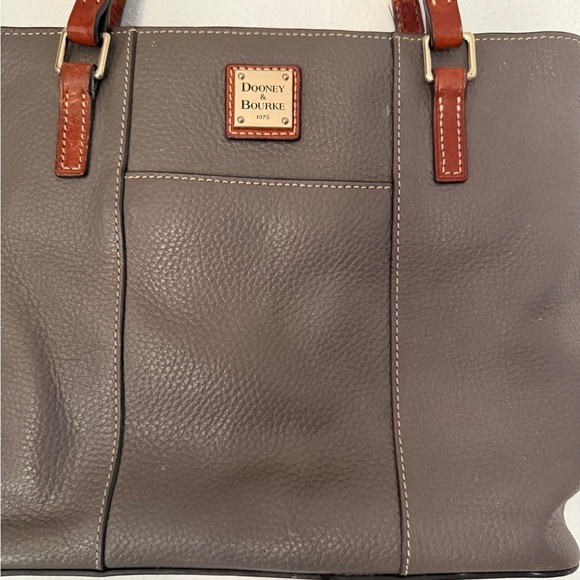 Dooney & Bourke Gray Pebbled Leather Lexington Tote Bag Purse - Picture 3 of 11